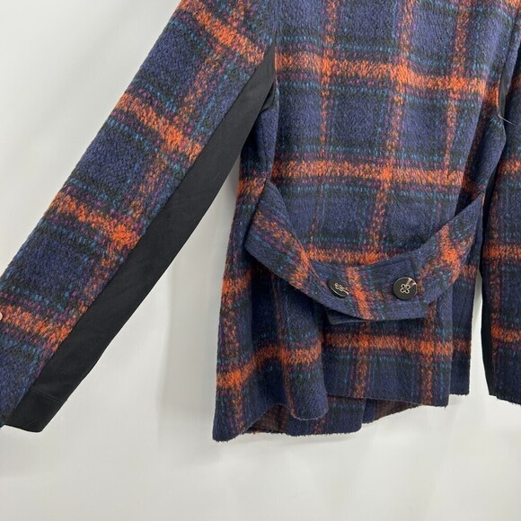 CABI Checkmate Jacket Wool Blue Orange Plaid Double Breasted Blazer Medium - Picture 6 of 9